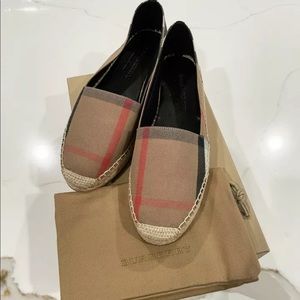 Burberry Leather Trim Canvas Check Espadrilles